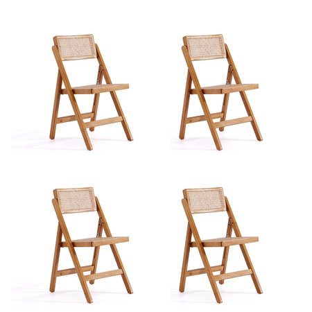 Pullman Folding Dining Chair in Nature Cane, Set of 4